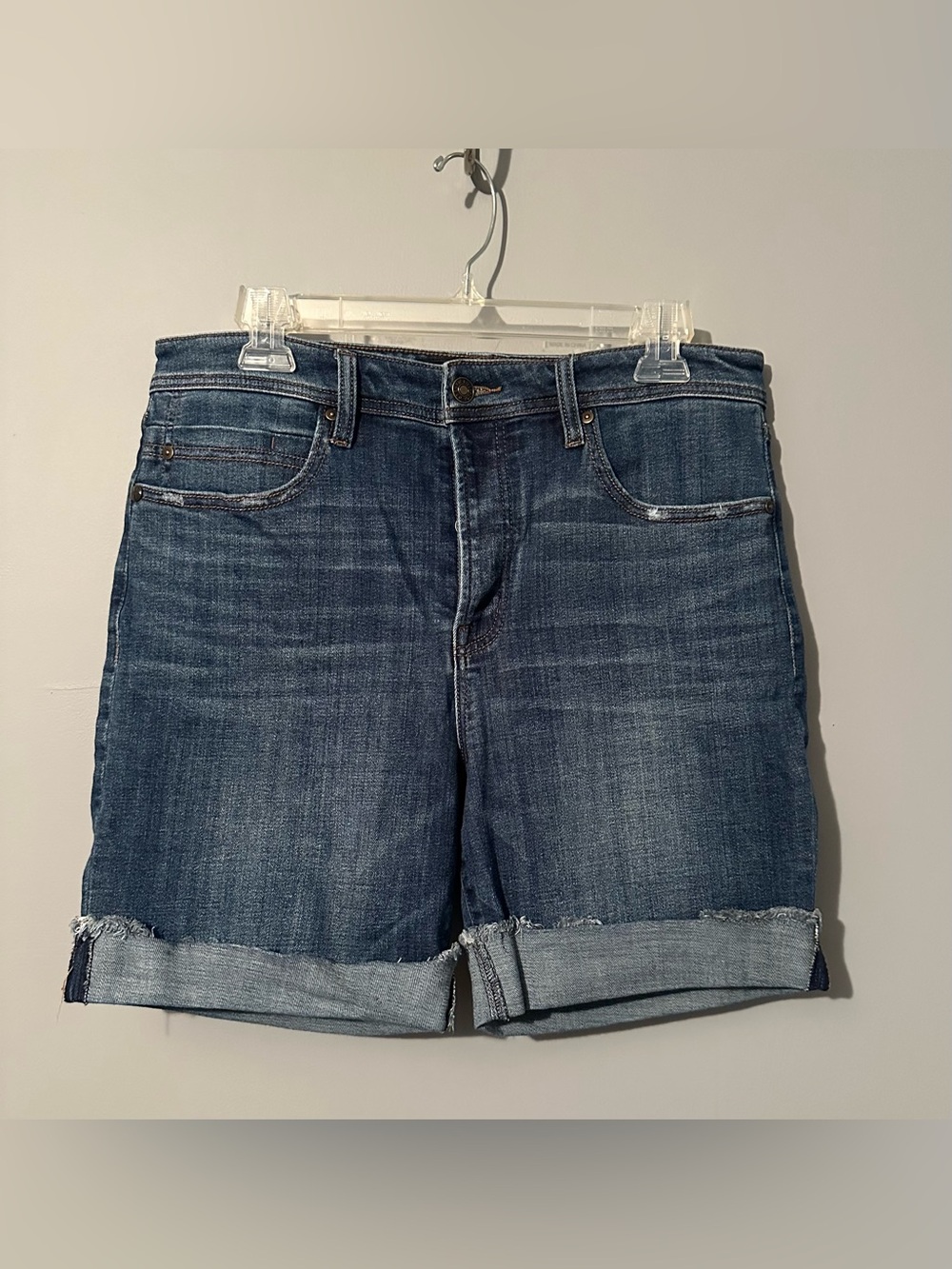 Liverpool Rolled Cuff Dark Blue Denim Boyfriend Shorts